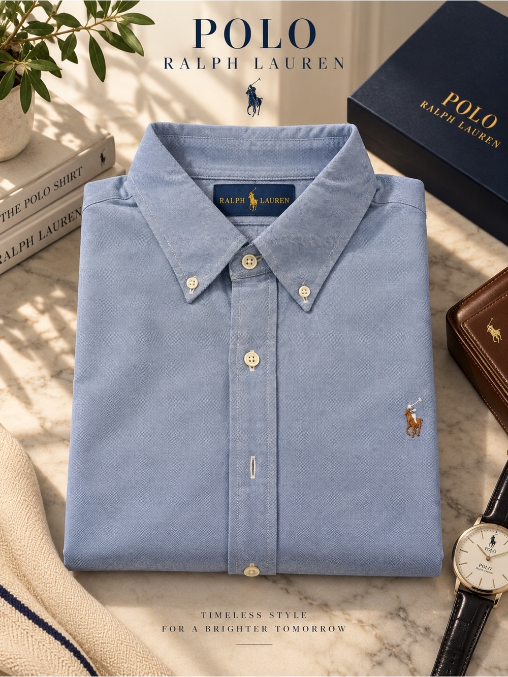 Polo Ralph Lauren Men’s Blue Oxford Button-Down Shirt Classic Fit